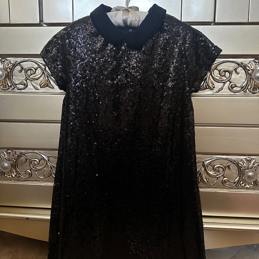 Zara Black Sequin A-line Cocktail Dress